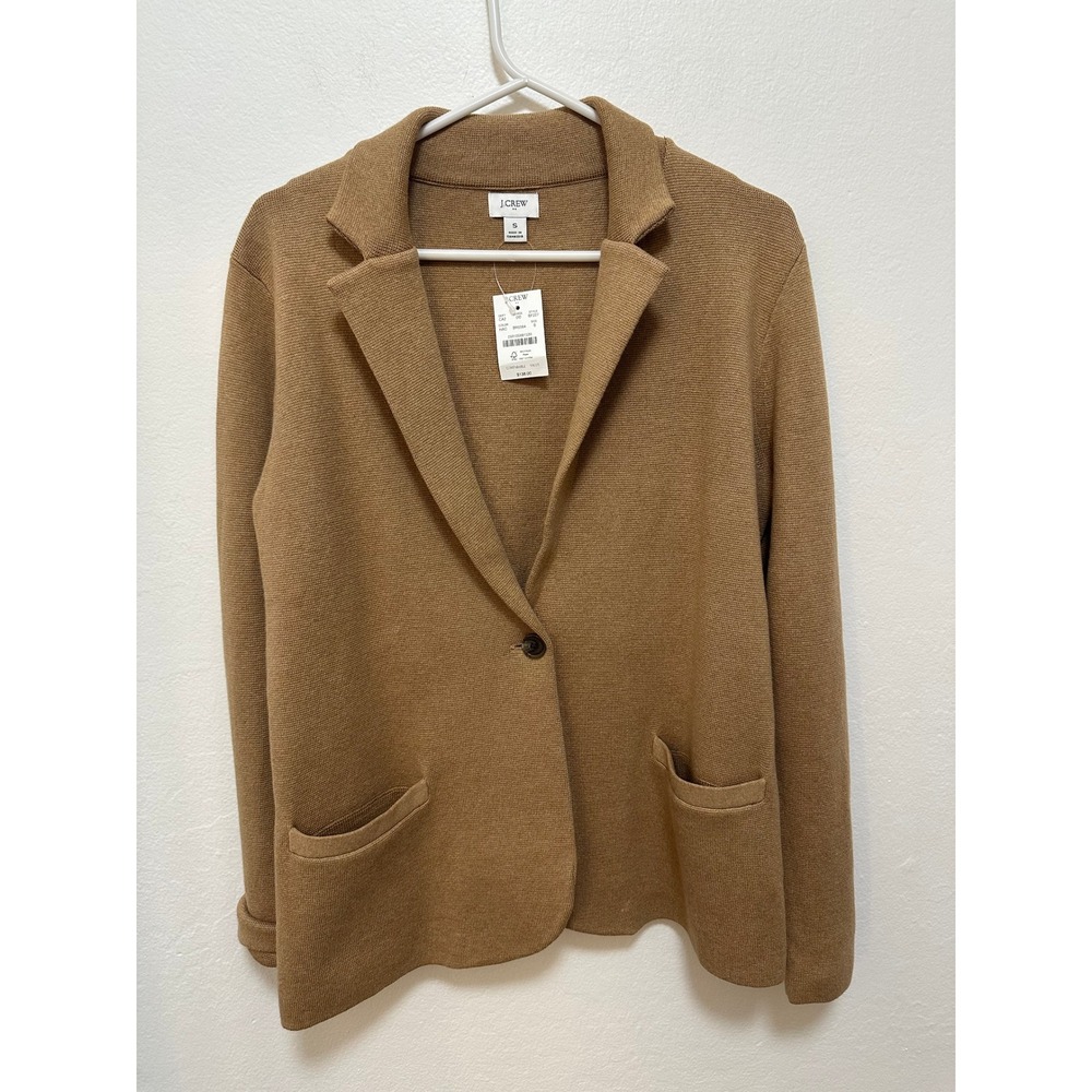 J.Crew‎ Womens Sweater Blazer, NWT, Cotton Knit Career Casual Tan, Small - Picture 2 of 6